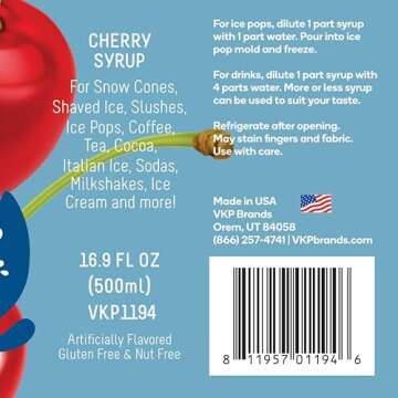 Flavored Syrup for Snow Cones, Homemade Sodas, Cocktails, Coffee, Baking and More - Time For Treats 16.9 Fluid Ounce Bottle (Cherry - SUGAR FREE)