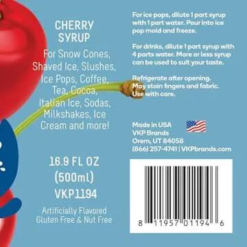 Flavored Syrup for Snow Cones, Homemade Sodas, Cocktails, Coffee, Baking and More - Time For Treats 16.9 Fluid Ounce Bottle (Cherry - SUGAR FREE)