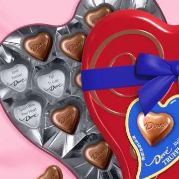 DOVE Valentine's Day Milk Chocolate Truffle Candy Heart Box Gift Tin, 5.82 oz Chocolate Heart Tin