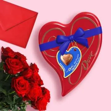 DOVE Valentine's Day Milk Chocolate Truffle Candy Heart Box Gift Tin, 5.82 oz Chocolate Heart Tin