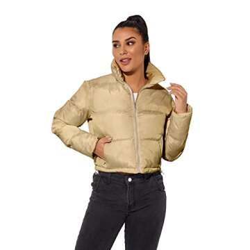 Women's Crop Short Jacket Cropped Puffer Fashion Jackets for Women Magenta Warm Winter Lightweight Coat Heated Jacket