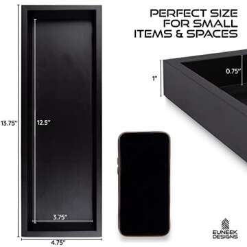 Black Wood Tray - Vanity, Bathroom Toilet Tank Tray, Countertop Organizer, Perfume or Jewelry Storag...