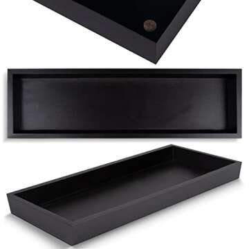 Stylish Black Wood Tray for Bathroom and Decor Organization