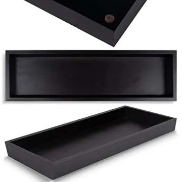 Stylish Black Wood Tray for Bathroom and Decor Organization