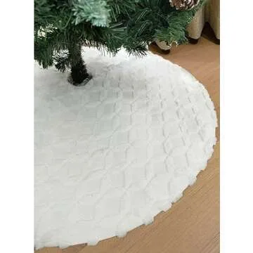 AISENO 48 Inch Faux Fur Christmas Tree Skirt for Holiday Decor