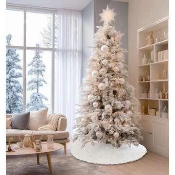 AISENO 48 Inch Faux Fur Christmas Tree Skirt for Holiday Decor