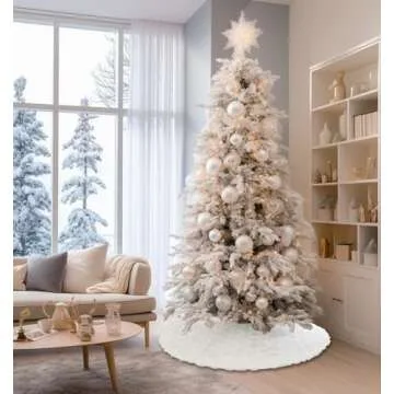 AISENO 48 Inch Faux Fur Christmas Tree Skirt for Holiday Decor