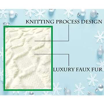 AISENO 48 Inch Faux Fur Christmas Tree Skirt for Holiday Decor