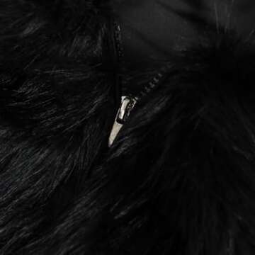 Amazhiyu Womens Faux Fur Zip-Up Cropped Jacket Long Sleeve Warm Winter Coat Black, Small