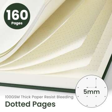 Bullet Dotted Journal Notebook for Women & Men, Hardcover Leather Journal for Writing, A5 Bullet Jou...