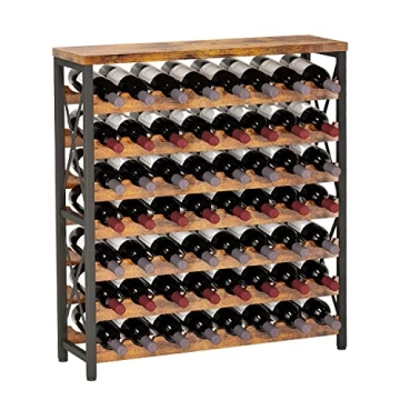 Elegant Homeiju 56-Bottle Freestanding Wooden Wine Rack with Tabletop