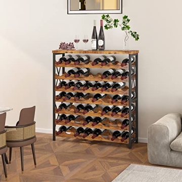 Elegant Homeiju 56-Bottle Wooden Wine Rack for Storage