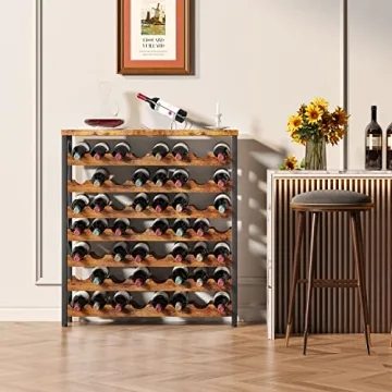 Elegant Homeiju 56-Bottle Wooden Wine Rack for Storage