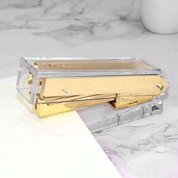 Chic Gold Acrylic Office Accessory Kit for Stylish Desks