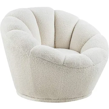 Meridian Furniture Dream Collection Cozy Swivel Accent Chair - Modern Faux Sheepskin Design
