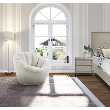 Modern Faux Sheepskin Fur Swivel Accent Chair