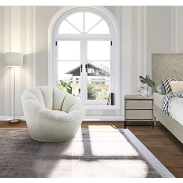 Modern Faux Sheepskin Fur Swivel Accent Chair