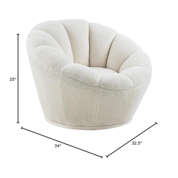 Modern Faux Sheepskin Fur Swivel Accent Chair