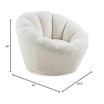 Modern Faux Sheepskin Fur Swivel Accent Chair