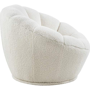 Modern Faux Sheepskin Fur Swivel Accent Chair