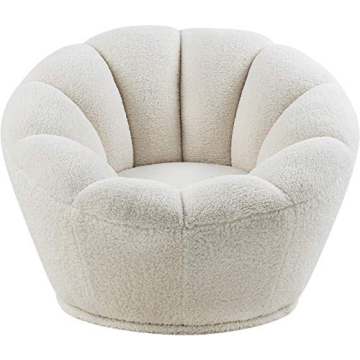 Modern Faux Sheepskin Fur Swivel Accent Chair