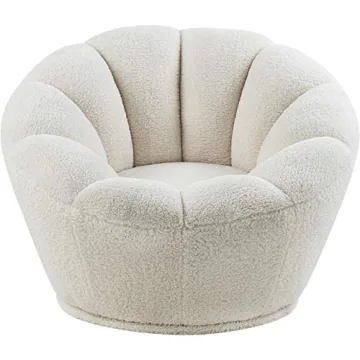 Modern Faux Sheepskin Fur Swivel Accent Chair