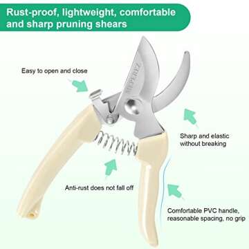 Premium garden shears, meperez pruning scissors gardening tools, pruners for flower, bushes, rose an...