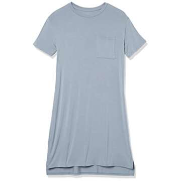 Amazon Essentials Women's Jersey Oversized-Fit Short-Sleeve Pocket T-Shirt Dress (Previously Daily Ritual), Dusty Blue, X-Large