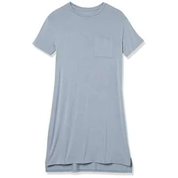 Amazon Essentials Women's Jersey Oversized-Fit Short-Sleeve Pocket T-Shirt Dress (Previously Daily Ritual), Dusty Blue, X-Large