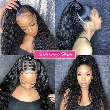Glueless Deep Curly Lace Front Wigs 150% Density Brazilian Human Hair Wigs With Baby Hair 360 Lace Frontal Wig Human Hair Deep Wave Hair Wigs for Black Women 360 Wet and Wavy Full Lace Front Wig 24"