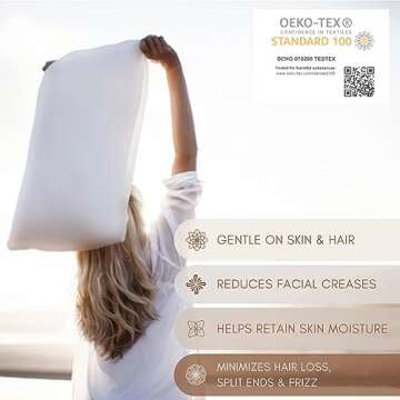 The Silk Lady Pillowcase 100% Organic Pure Mulberry Silk, Luxury Grade A, Ivory White, Matte Finish - Support Hair Care, Skin Health, Anti-Aging (One Standard Size 20” x 26”)