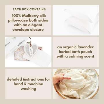 The Silk Lady Pillowcase 100% Organic Pure Mulberry Silk, Luxury Grade A, Ivory White, Matte Finish - Support Hair Care, Skin Health, Anti-Aging (One Standard Size 20” x 26”)