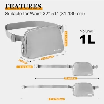 Bomvabe Crossbody Bag for Women, Small Fanny Pack with Adjustable Strap 32" to 51" for Girls Boys, Mini Belt Bag 1L, Waist Bag Lightweight for Travel Sport Running Cycling Hiking, Grey