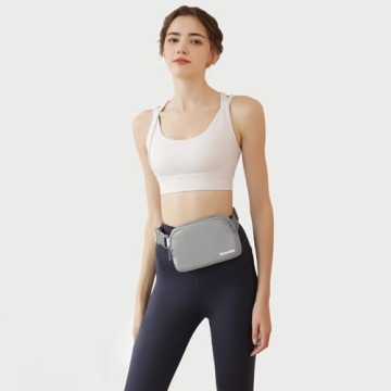 Bomvabe Crossbody Bag for Women, Small Fanny Pack with Adjustable Strap 32" to 51" for Girls Boys, Mini Belt Bag 1L, Waist Bag Lightweight for Travel Sport Running Cycling Hiking, Grey