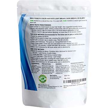 Plants & Herbs Ayurveda 100% Pure Herbal Indigo Powder Dye for Natural Shades of light to dark Brown and Black Hair and Beards - 8oz / 227g - Organic, Chemical-free, PPD-free, Ammonia-free