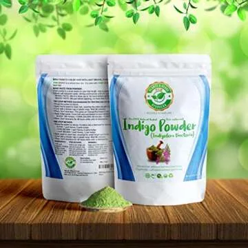 Plants & Herbs Ayurveda 100% Pure Herbal Indigo Powder Dye for Natural Shades of light to dark Brown and Black Hair and Beards - 8oz / 227g - Organic, Chemical-free, PPD-free, Ammonia-free