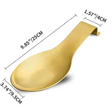 BETTWILL Gold Stainless Steel Spoon Rest - Elegant Kitchen Utensil Holder (2PCS)