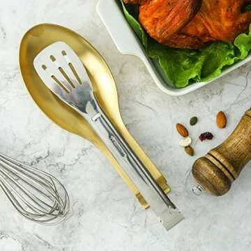 Gold Spoon Rest - Durable Stainless Steel Kitchen Accessory