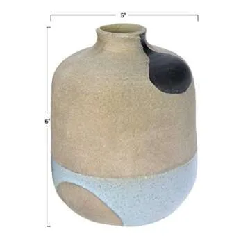 Creative Co-Op Hand-Painted Terracotta Narrow Opening Vase