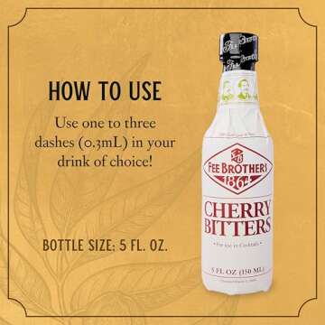 Fee Brothers Cherry Cocktail Bitters - Aromatic Cocktail Mixer & Concentrated Flavoring, Gluten Free, Vegan-Friendly, 5 fl oz