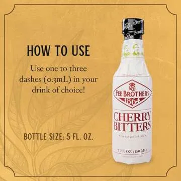 Fee Brothers Cherry Cocktail Bitters - Aromatic Cocktail Mixer & Concentrated Flavoring, Gluten Free, Vegan-Friendly, 5 fl oz