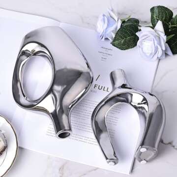 Elegant Silver Ceramic Vase Set for Modern Home Decor