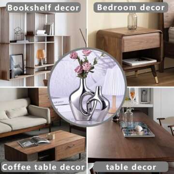Elegant Silver Ceramic Vase Set for Modern Home Decor