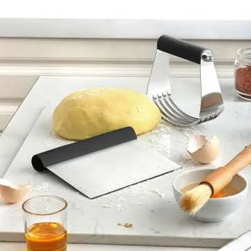 Spring Chef Dough Blender & Pastry Cutter Tool, Stainless Steel Pastry Blender & Bench Scraper for P...