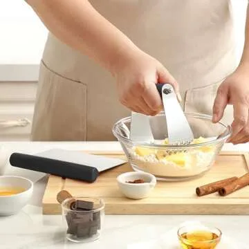 Spring Chef Dough Blender & Pastry Cutter Tool, Stainless Steel Pastry Blender & Bench Scraper for Pizza, Nut, Pie - Multipurpose Dough Cutter & Scraper Tool for Baking with Soft Grip Handles - Black