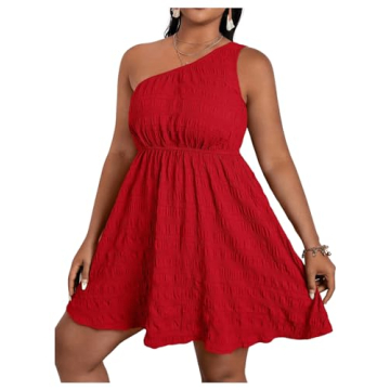 Stylish Plus Size One Shoulder Summer Dress for Women