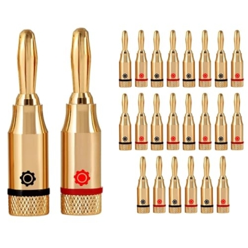 InstallGear Gold Banana Plug Connectors - 24-Pack for Home Theater & Auto