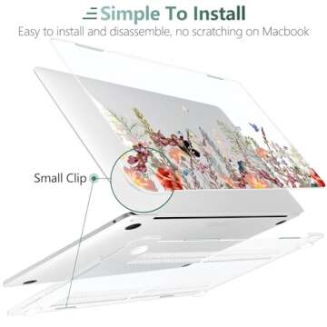 Dongke MacBook Pro 13 inch Case Model A2251/A2289 2020 Released, Plastic Hard Shell Case Cover for MacBook Pro 13 inch with Retina Display & Touch Bar Fits Touch ID (Floral Illustration)