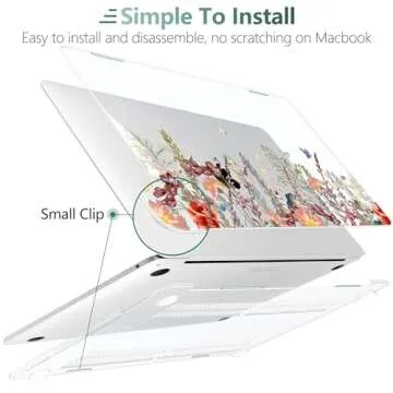 Dongke MacBook Pro 13 inch Case Model A2251/A2289 2020 Released, Plastic Hard Shell Case Cover for MacBook Pro 13 inch with Retina Display & Touch Bar Fits Touch ID (Floral Illustration)