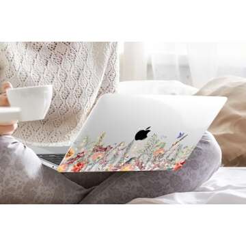 Dongke MacBook Pro 13 inch Case Model A2251/A2289 2020 Released, Plastic Hard Shell Case Cover for MacBook Pro 13 inch with Retina Display & Touch Bar Fits Touch ID (Floral Illustration)